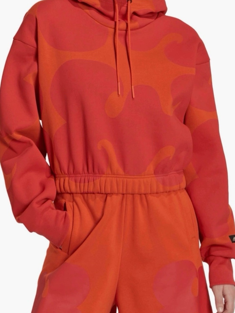 NWOT Sz Med Adidas Marimekko Croped/ Loose Fit Orange/ Red Hoodie